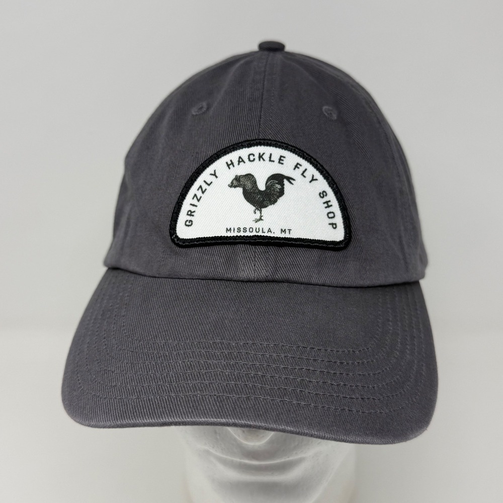 Grizzly Hackle Fly Shop Missoula MT Hat Grey Adjustable Strapback Richardson Cap